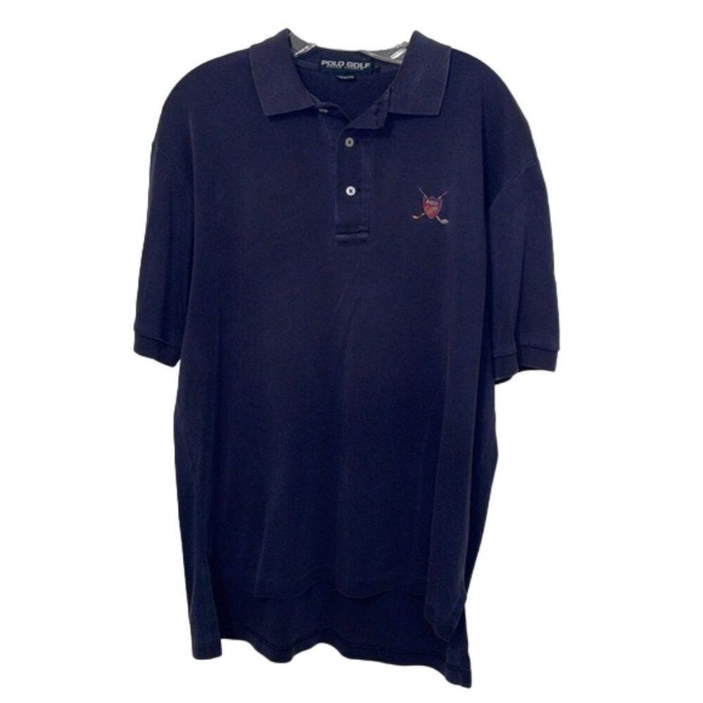 Ralph Lauren Polo Golf Vintage Shirt Mens Medium Navy Blue Pullover Made in USA